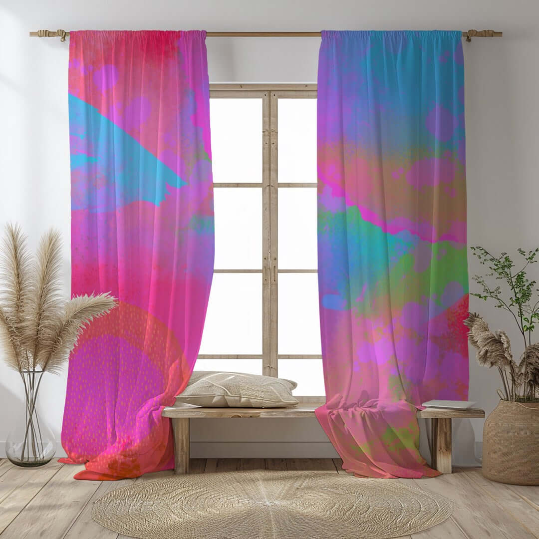 Between Worlds Abstract Art Unlined Colorful Window Curtains