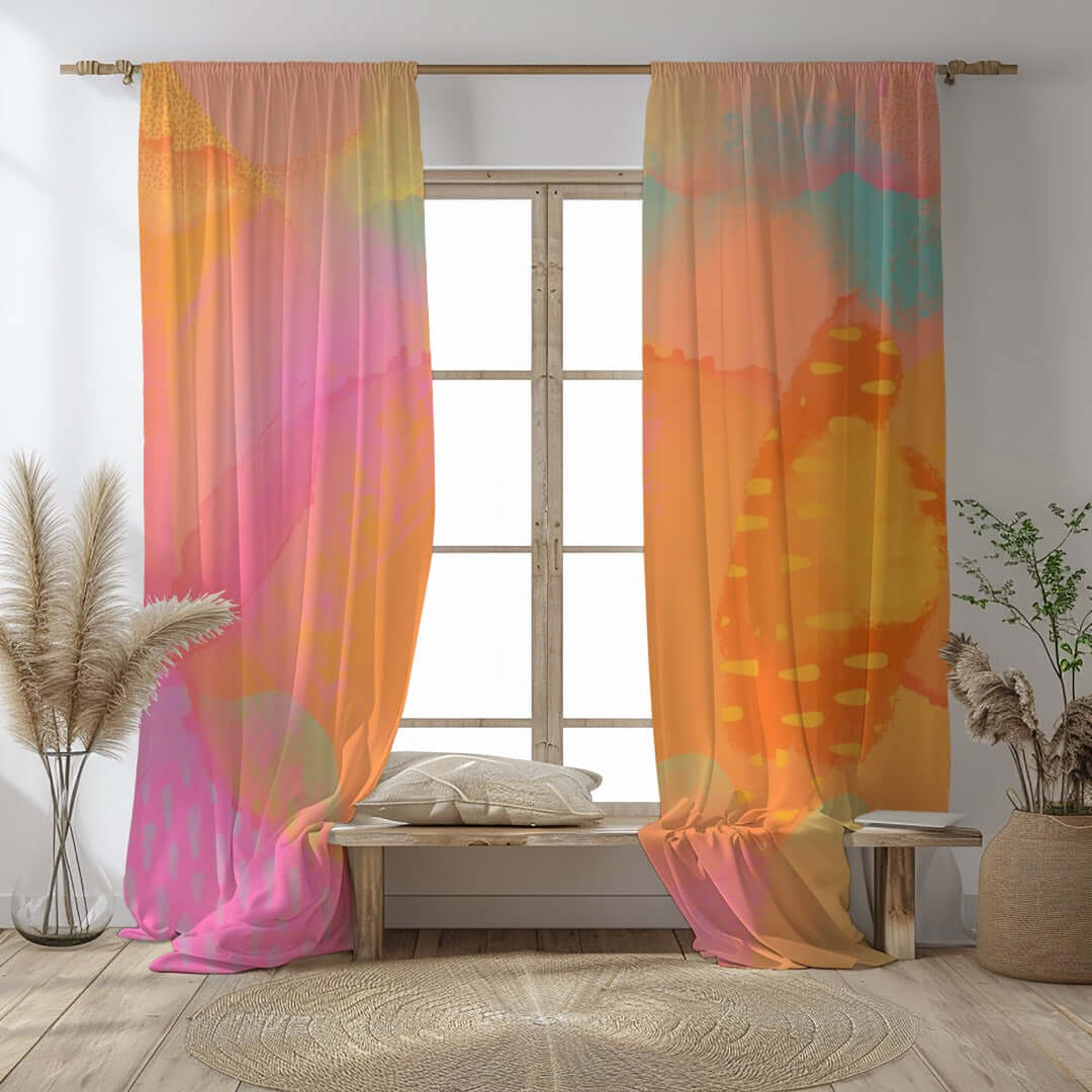 Desert Delight Abstract Art Unlined Colorful Window Curtains