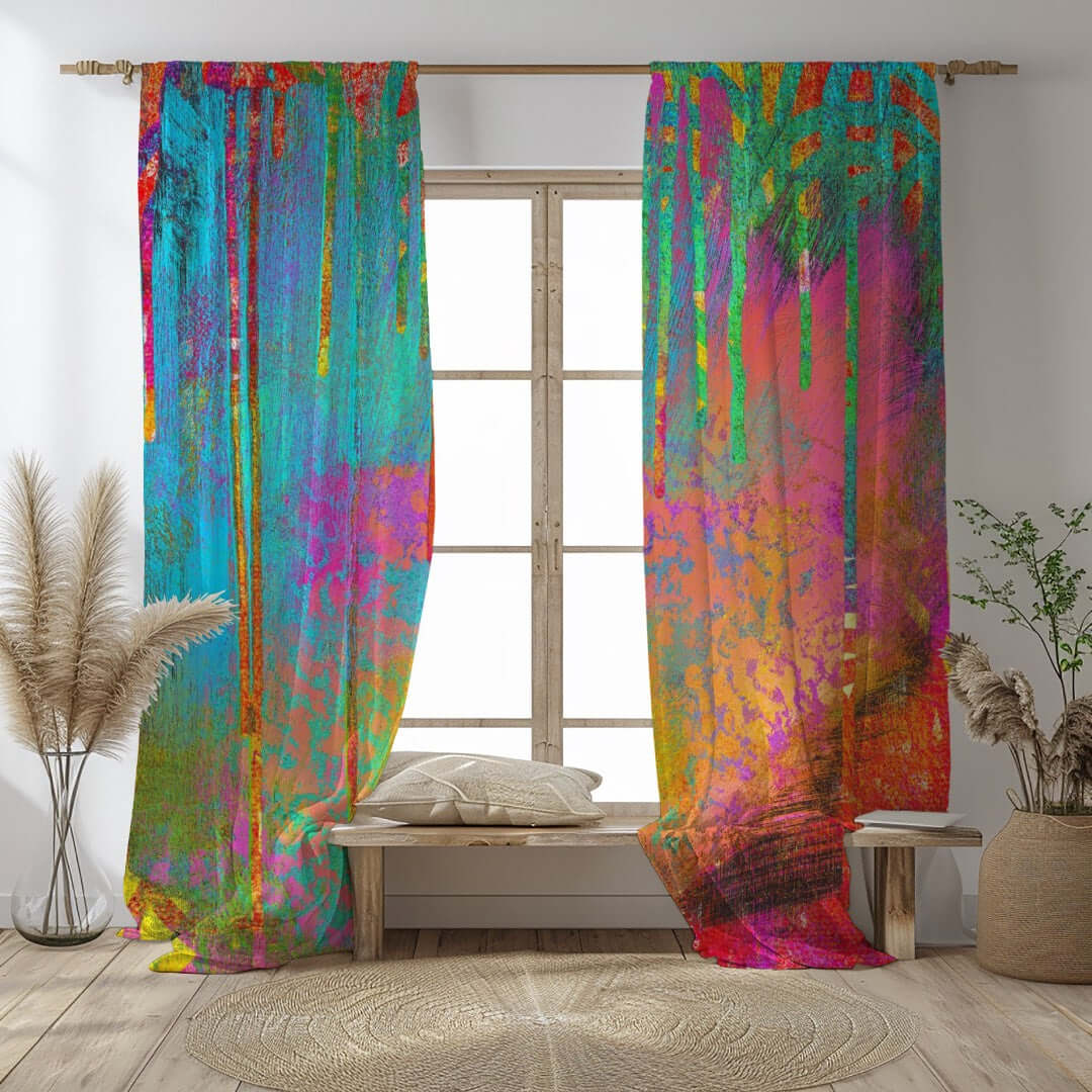 Into the Beyond Abstract Art Unlined Colorful Window Curtains