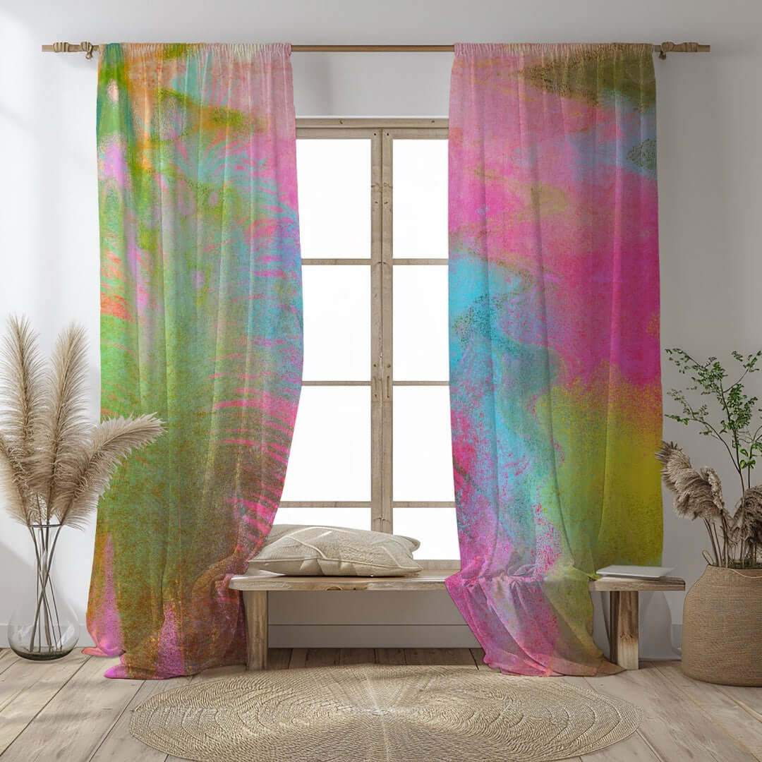 Miami Storms Abstract Art Unlined Colorful Window Curtains