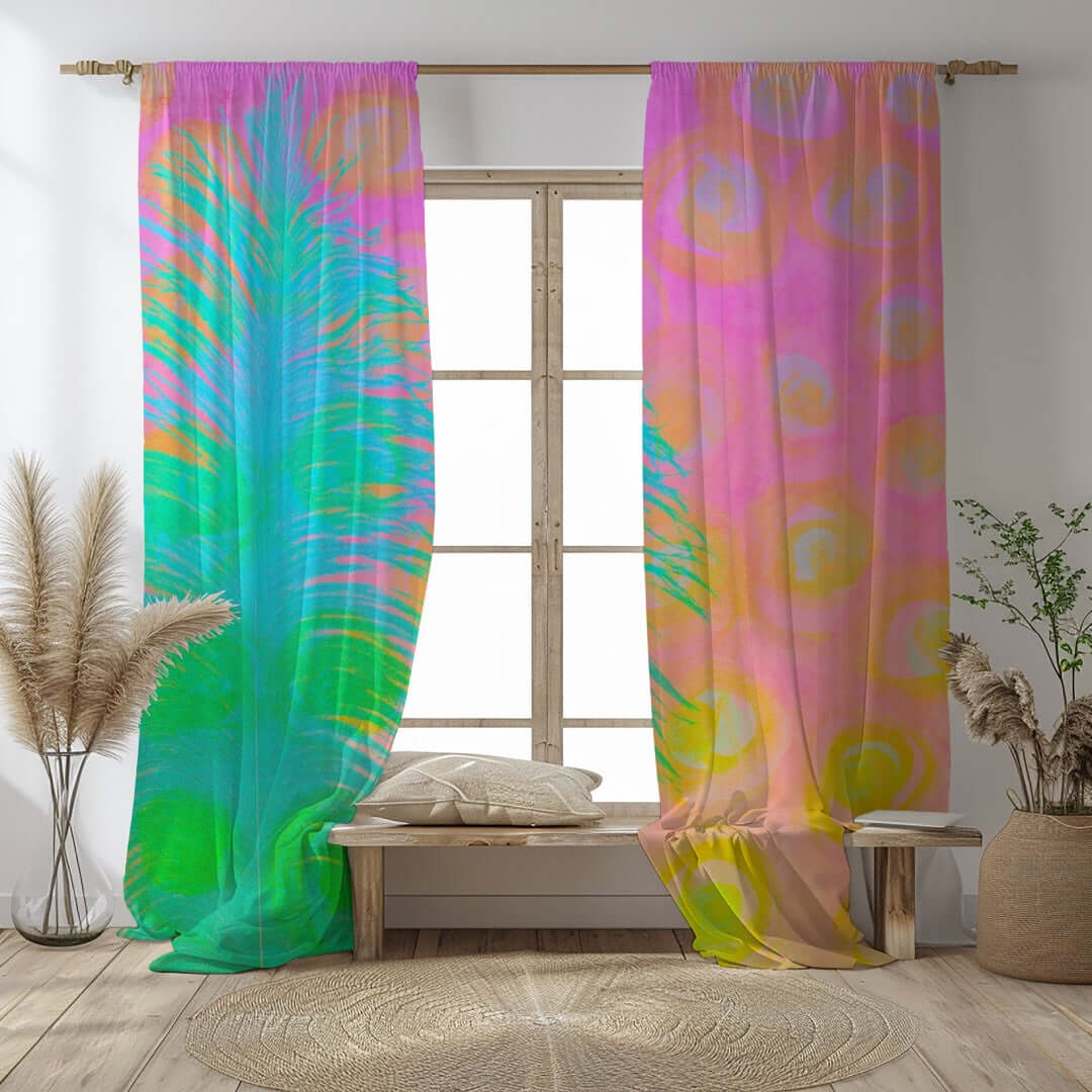 My Other Half Abstract Art Unlined Colorful Window Curtains