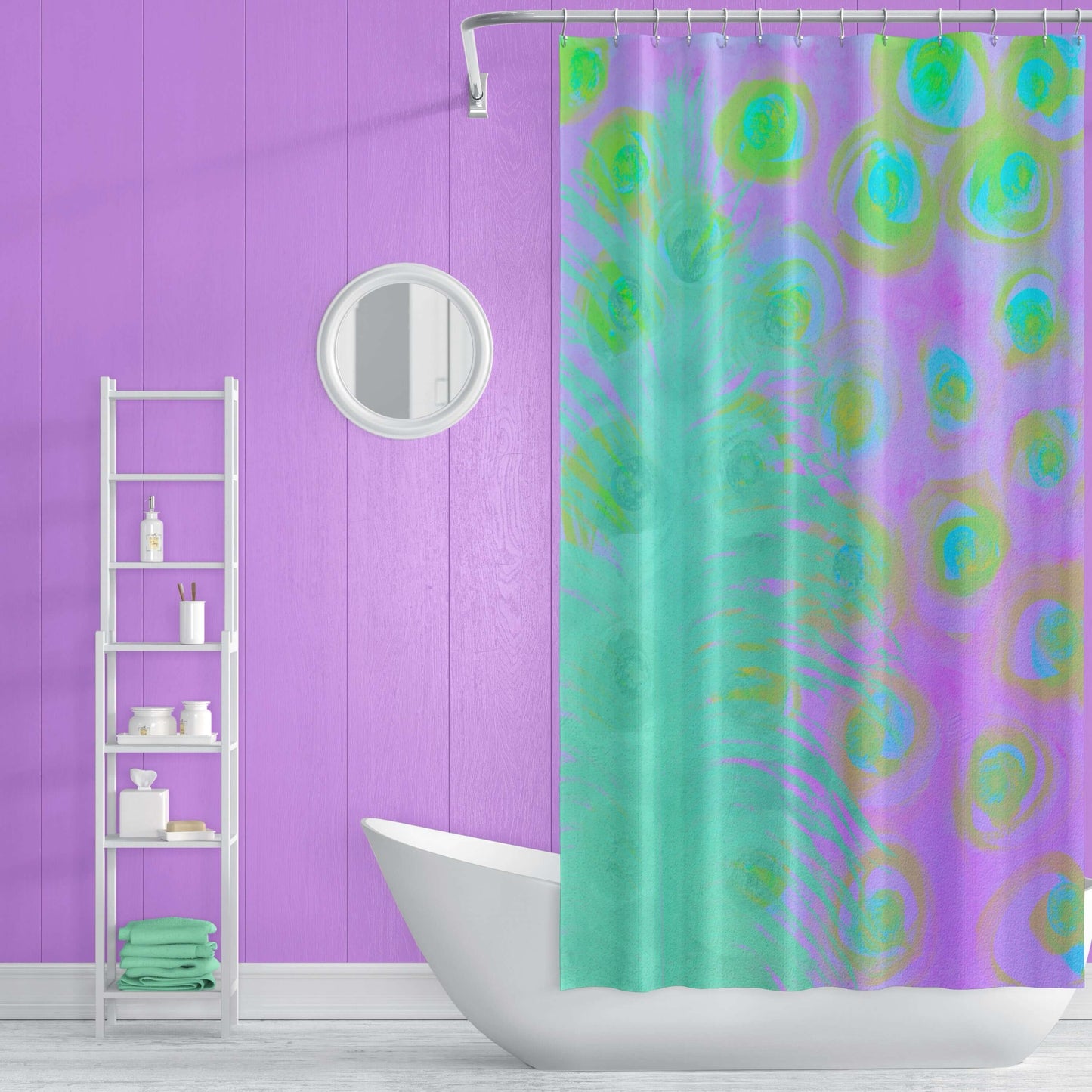 Mint Julep Abstract Art Colorful Shower Curtain