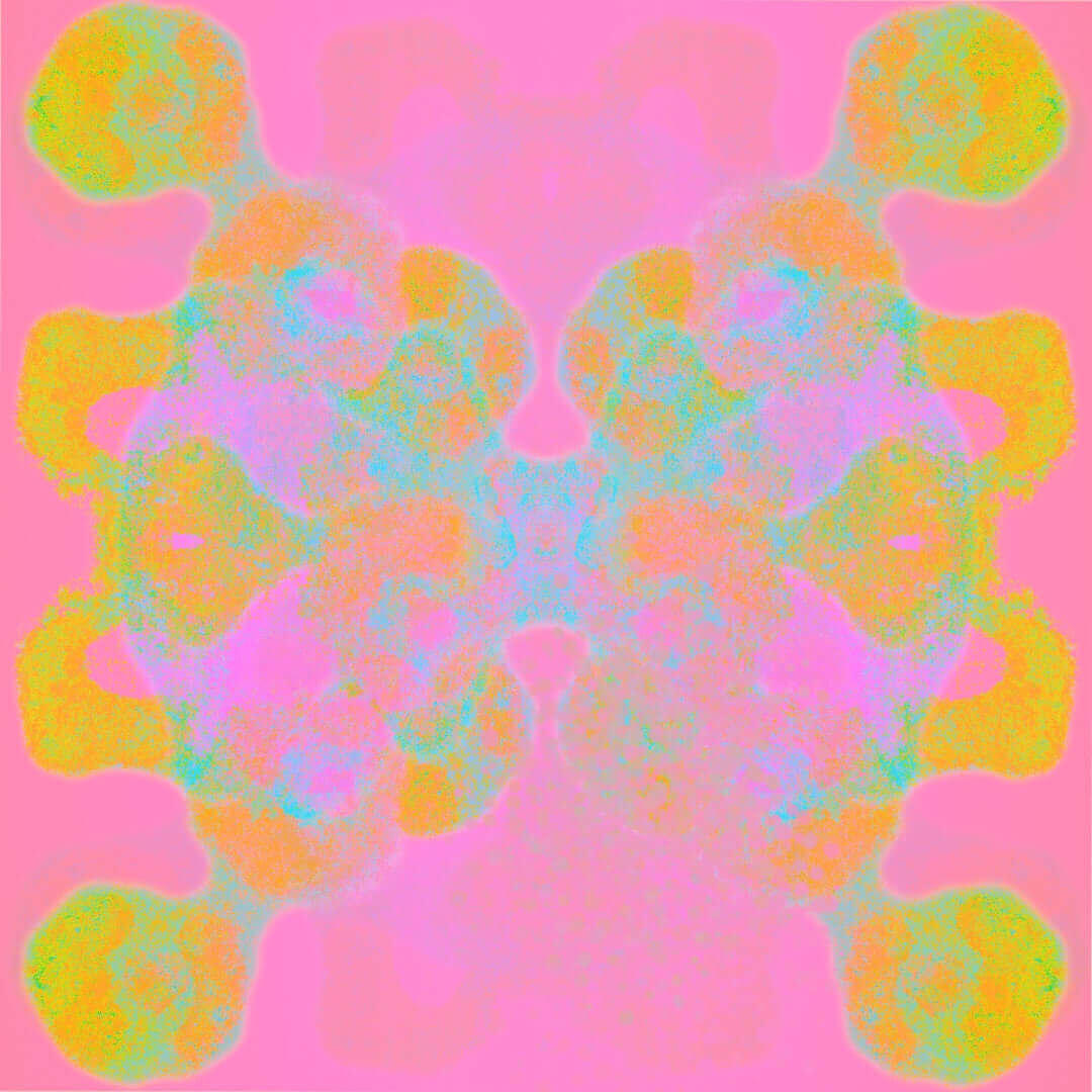 Rainbow Butterfly Shape with Pastel Colors on Pink Background “Double the Fun” Abstract Art Canvas Print Wall Art