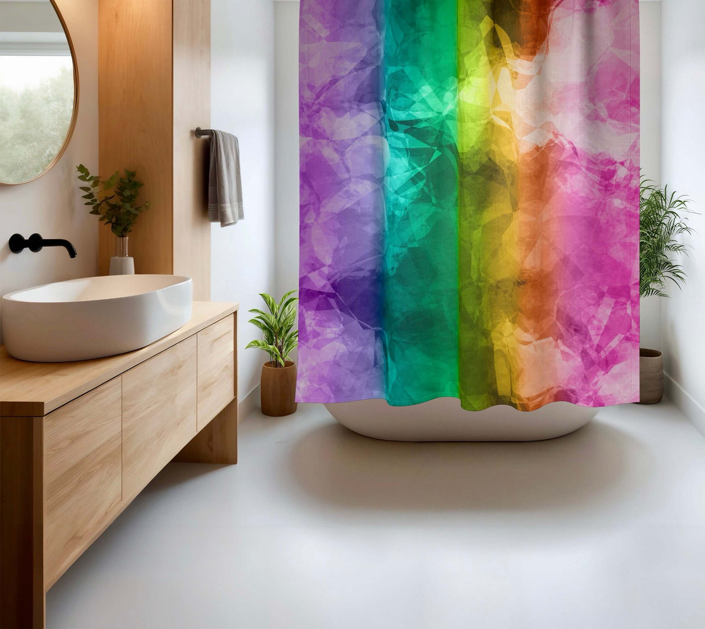Rainbow Crumple Abstract Art Colorful Shower Curtain