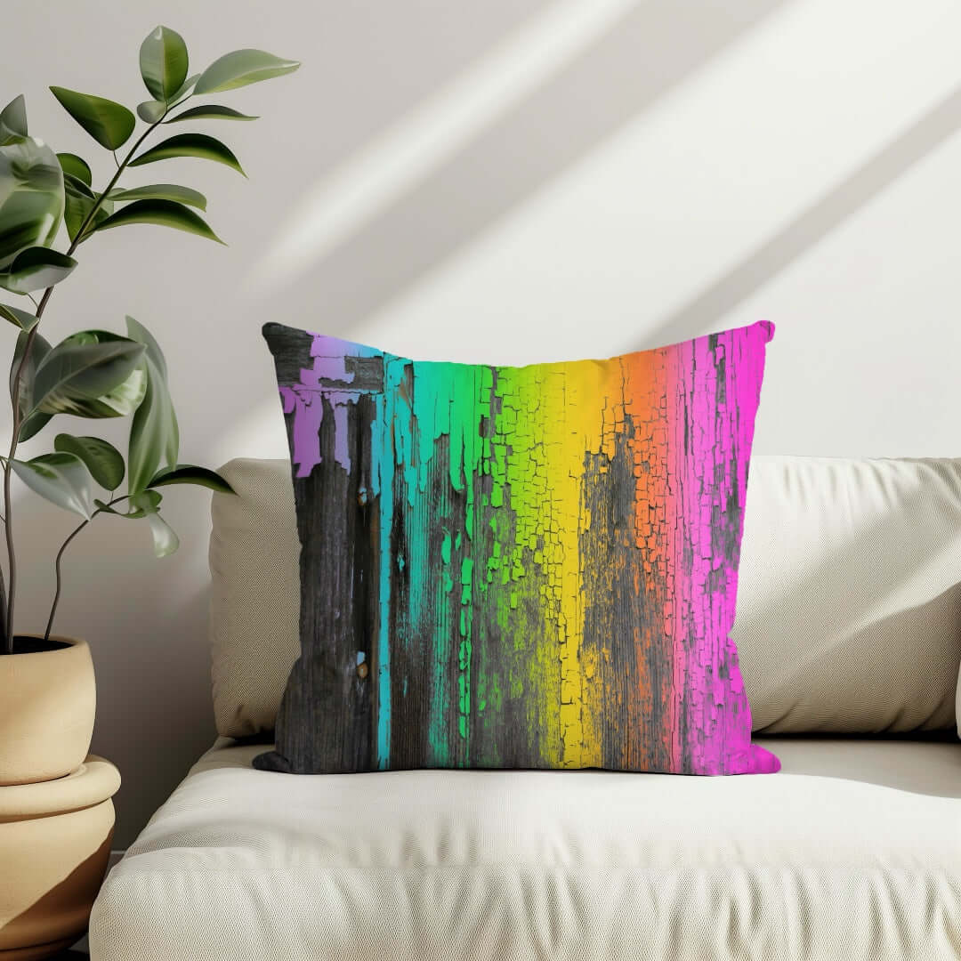 Rainbow Crackle Premium Colorful Pillow