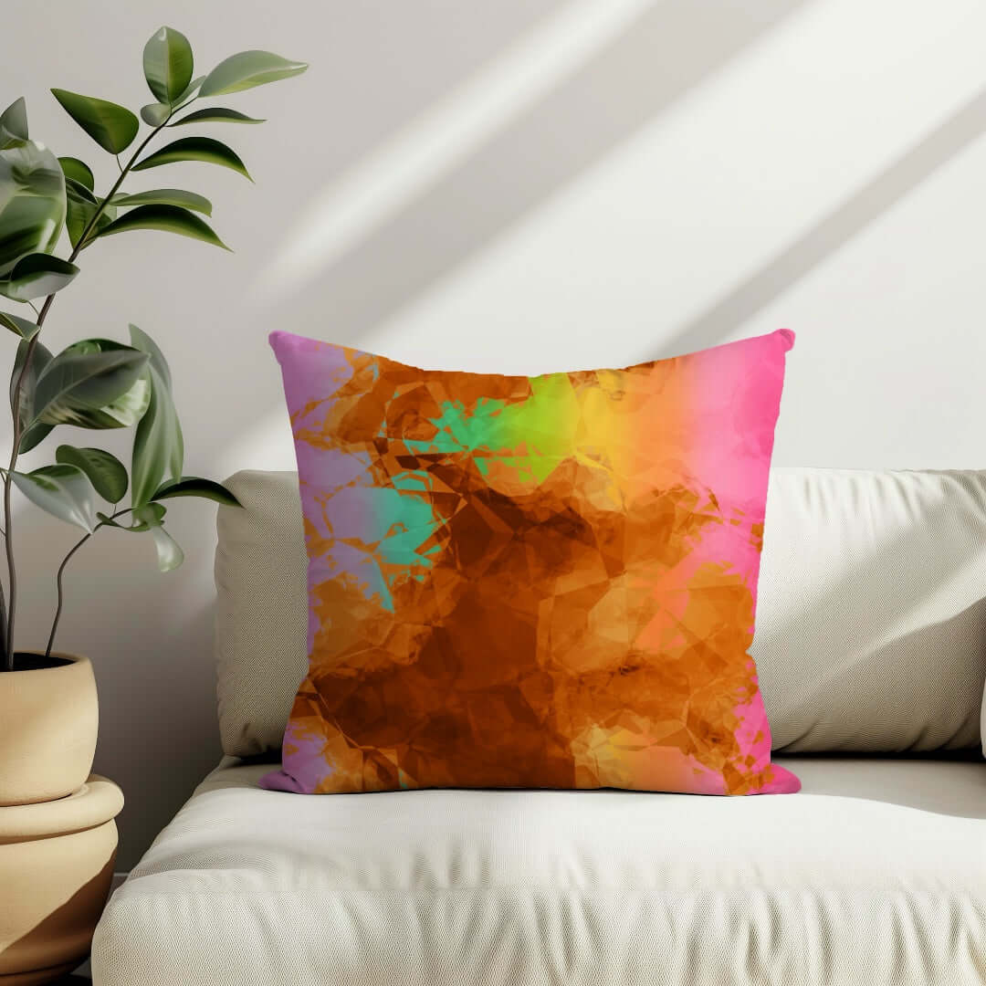 Burnt Rainbow Crumple Premium Colorful Pillow