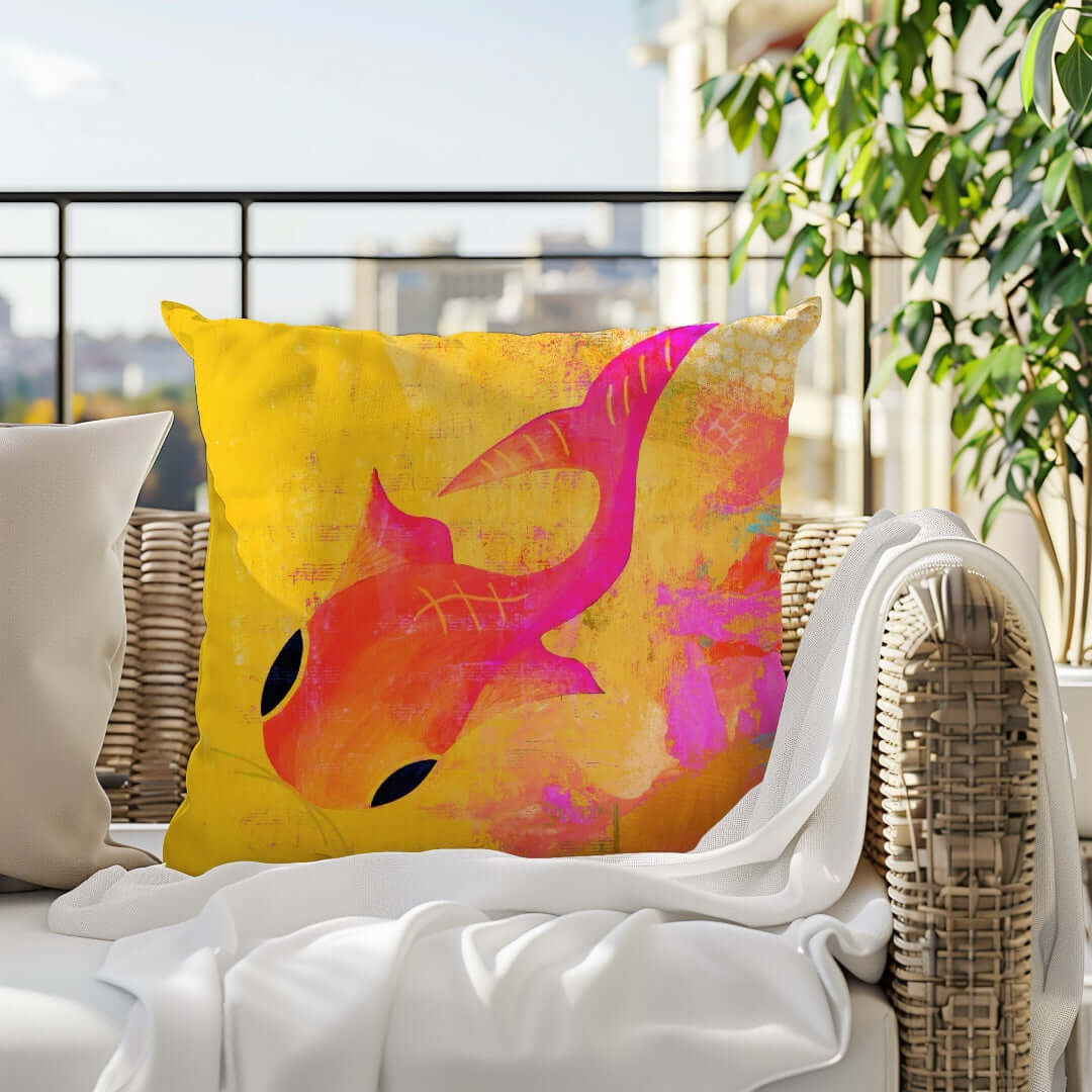 Yellow Koi Premium Colorful Pillow