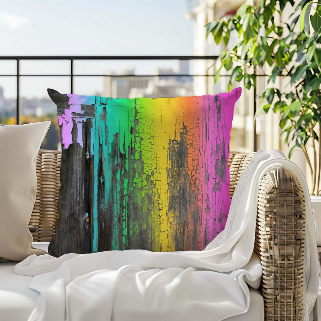 Rainbow Crackle Premium Colorful Pillow