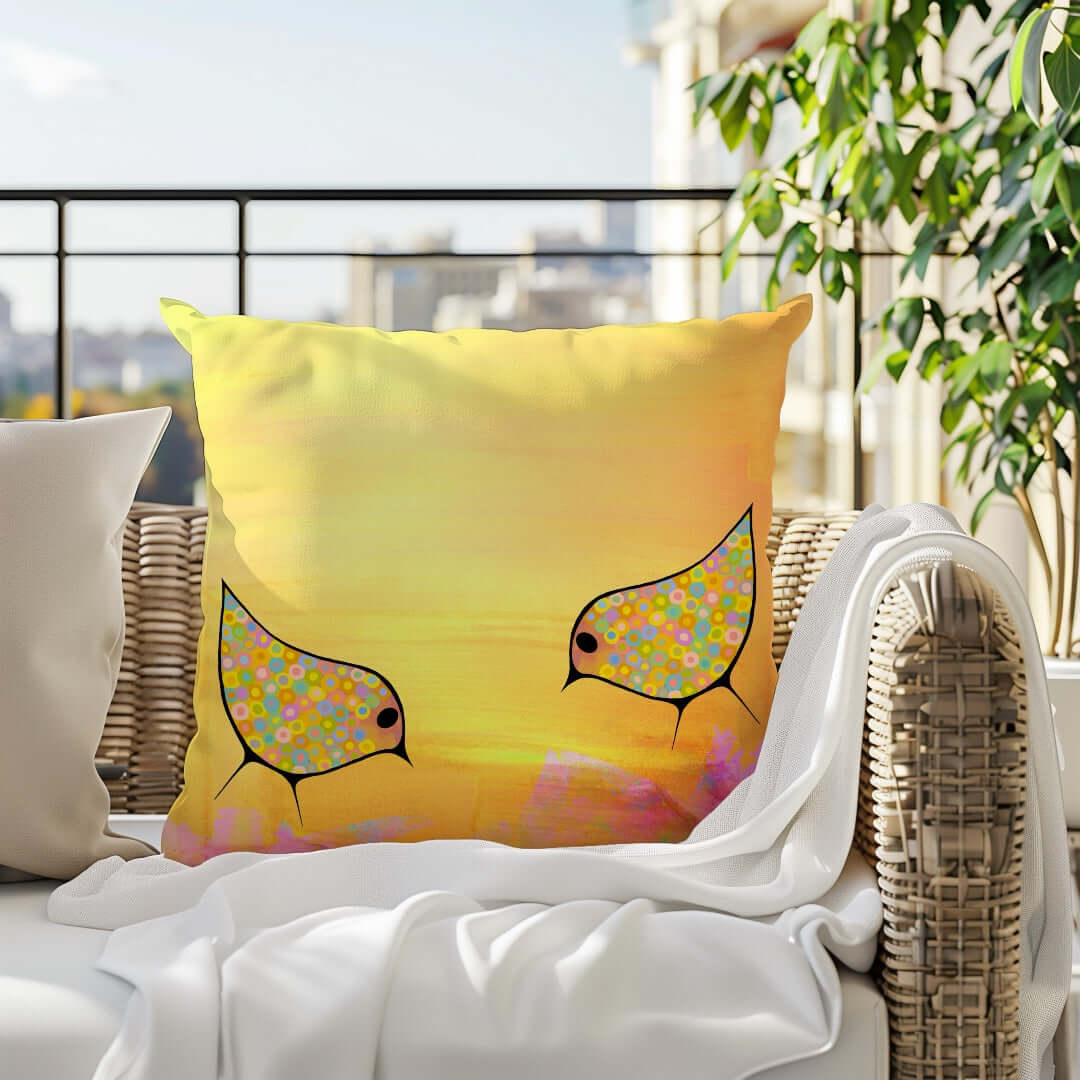 Yellow Birds Premium Colorful Pillow