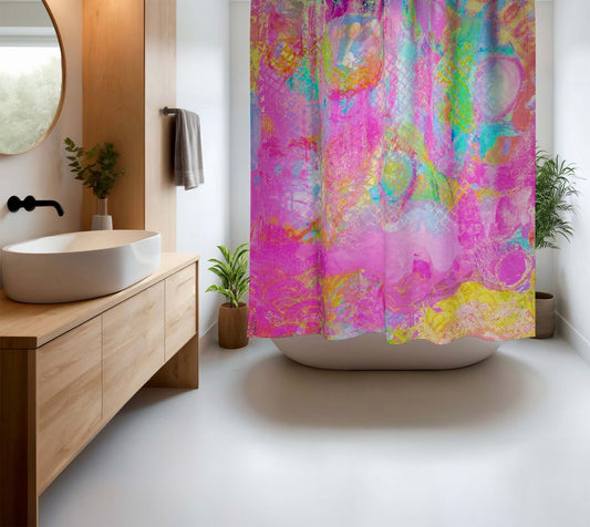 Candyland Abstract Art Colorful Shower Curtain